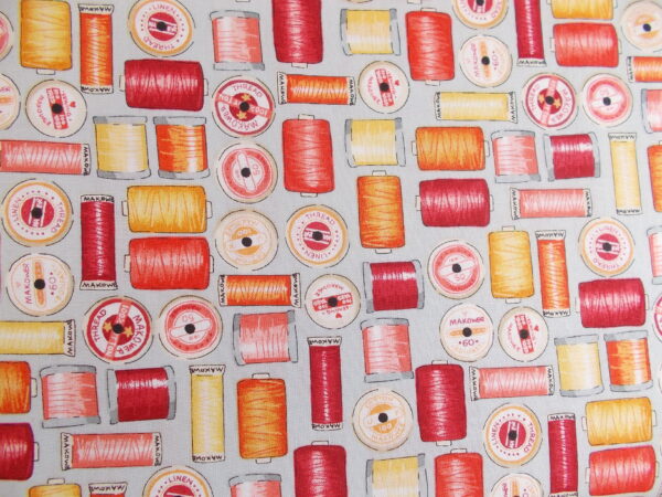 SEWING ROOM FABRIC - REELS RED - X 1/2 METRE