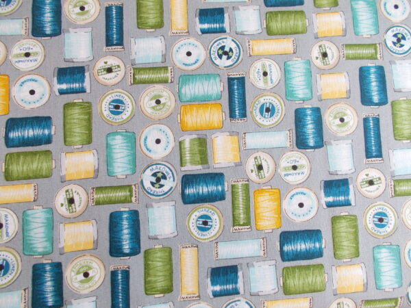 SEWING ROOM FABRIC - REELS BLUE - X 1/2 METRE