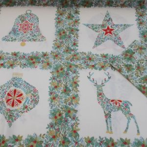 CHRISTMAS TIDINGS PANEL + 0.5M CO-ORDINATING FABRIC - CREAM