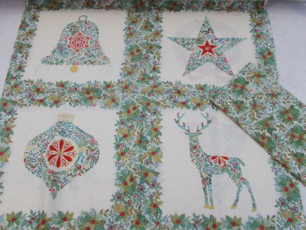 CHRISTMAS TIDINGS PANEL + 0.5M CO-ORDINATING FABRIC - CREAM