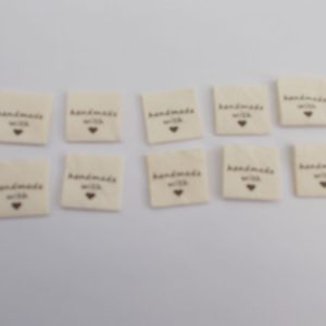 FABRIC HANDMADE LABELS - BLACK WORDING X 10