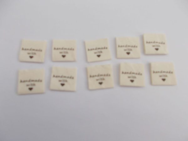 FABRIC HANDMADE LABELS - BLACK WORDING X 10