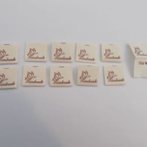 FABRIC HANDMADE LABELS - SEPIA WORDING X 10