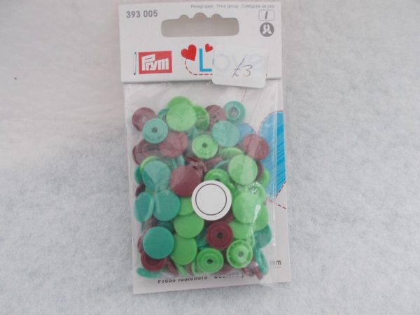 PRYM PLASTIC SNAPS X 25 SETS - MULTI GREEN/BROWN