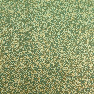 CHRISTMAS SCROLLS WITH GOLD FOILING - GREEN X 0.5m