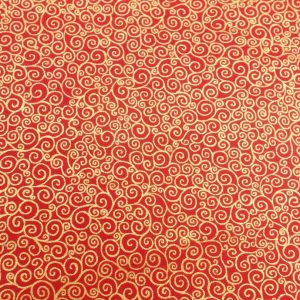 CHRISTMAS SCROLLS WITH GOLD FOILING - RED X 0.5m
