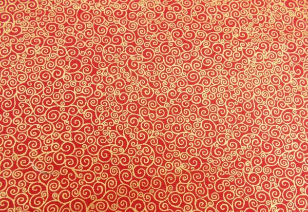 CHRISTMAS SCROLLS WITH GOLD FOILING - RED X 0.5m