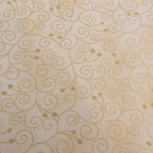 CHRISTMAS STOF - CREAM WITH GOLD FOILING - SCROLL X 0.5m