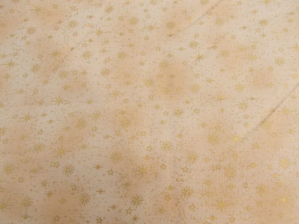 CHRISTMAS STOF - CREAM WITH GOLD FOILING - STARS X 0.5m