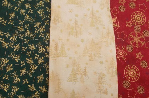CHRISTMAS STOF - RED & CREAM & GREEN - 3 X 0.5m
