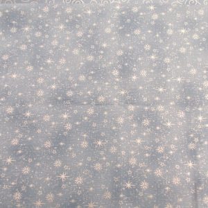 CHRISTMAS STOF - SOFT BLUE WITH SILVER FOILING - STARS  X 0.5m