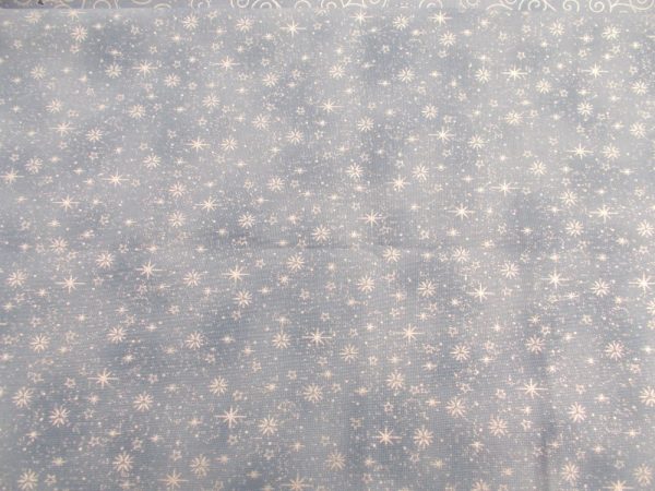 CHRISTMAS STOF - SOFT BLUE WITH SILVER FOILING - STARS  X 0.5m