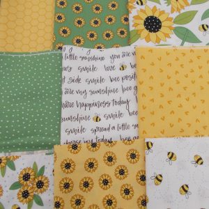 SUNNY HONEY - BEES & SUNFLOWERS - BY ANDOVER - 9 x HALF METRES